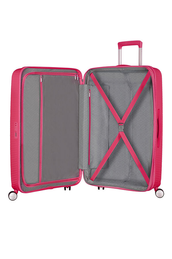 SoundBox K&ouml;zepes m&eacute;retű feladhat&oacute; poggy&aacute;sz | American Tourister Soundbox Spinner poszerzany 67cm Lightning Pink